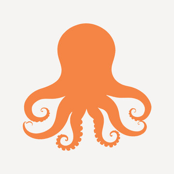 recommend clip art: Orange octopus silhouette design