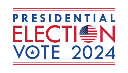 Obraz premium USA 2024 Presidential Election background with American flag colors design. Election event banner, card, poster, template, voting communication, background. Vote day, November 5. Vector illustration.