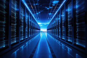 Fototapeta premium Futuristic Data Center Network Corridor