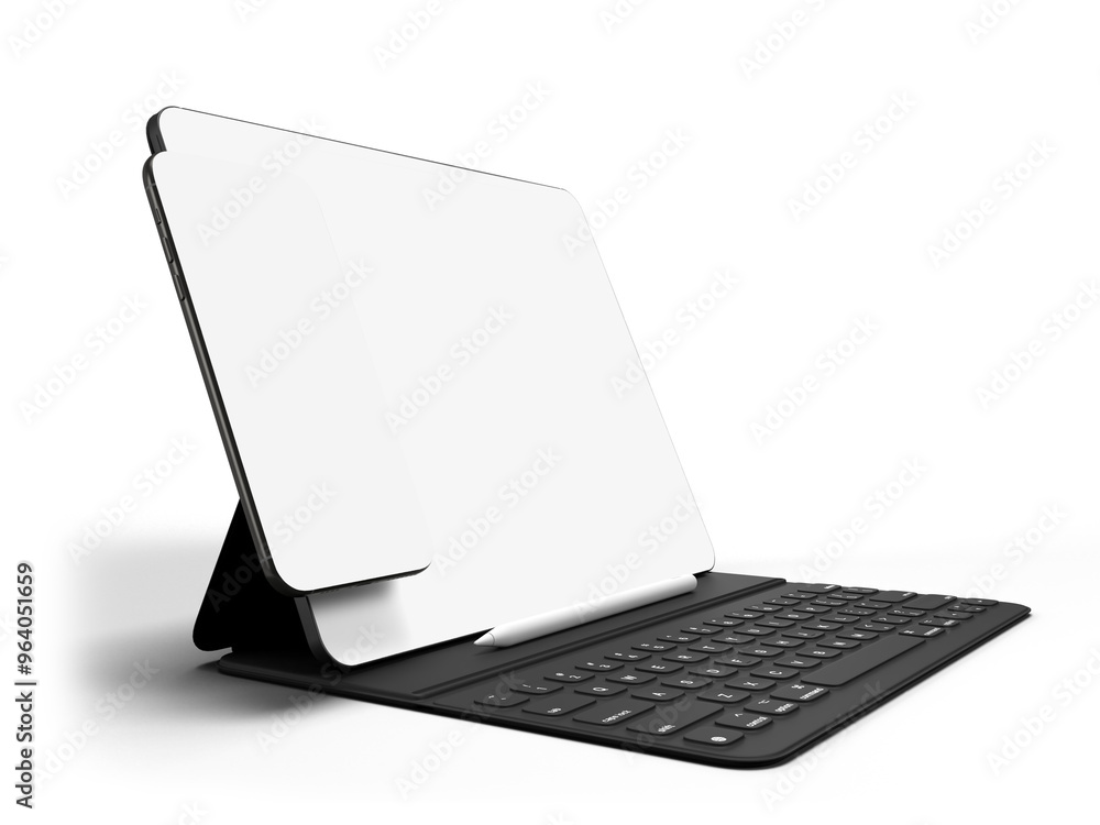 Canvas Prints modern digital tablet, smartphone empty screen with keyboard and pen. mockup template for presentati