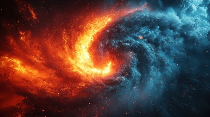 Obraz premium Tornado in stylized 3D style with bold shapes, vibrant colors, and dynamic movement.