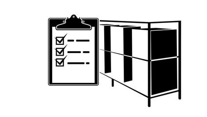 Inventory management, black isolated silhouette