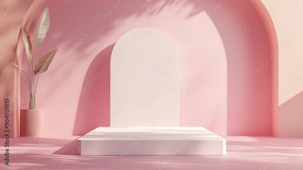 Poster Minimalist rectangular stand against a pastel backdrop 3D rendering design