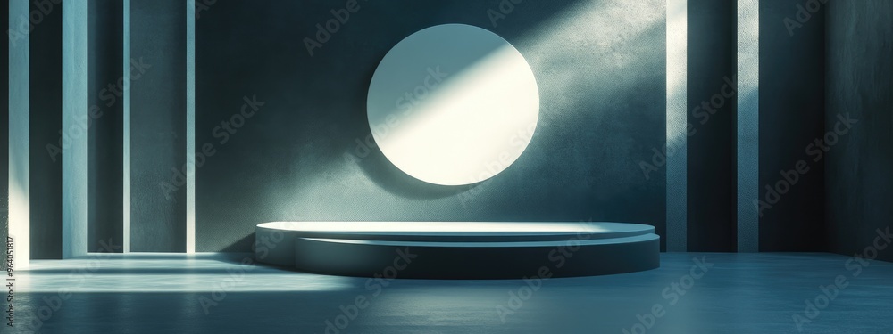 Poster Abstract background featuring a 3D podium and wall scene created through rendering and illustration techniques
