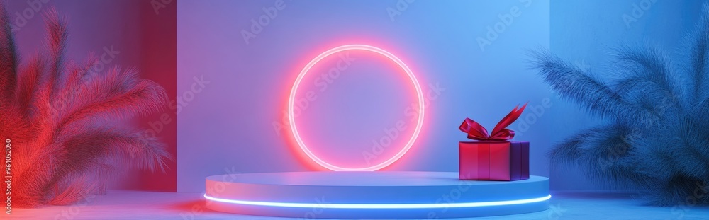 Leinwandbilder abstract background featuring a geometric circular podium for showcasing products or special occasio