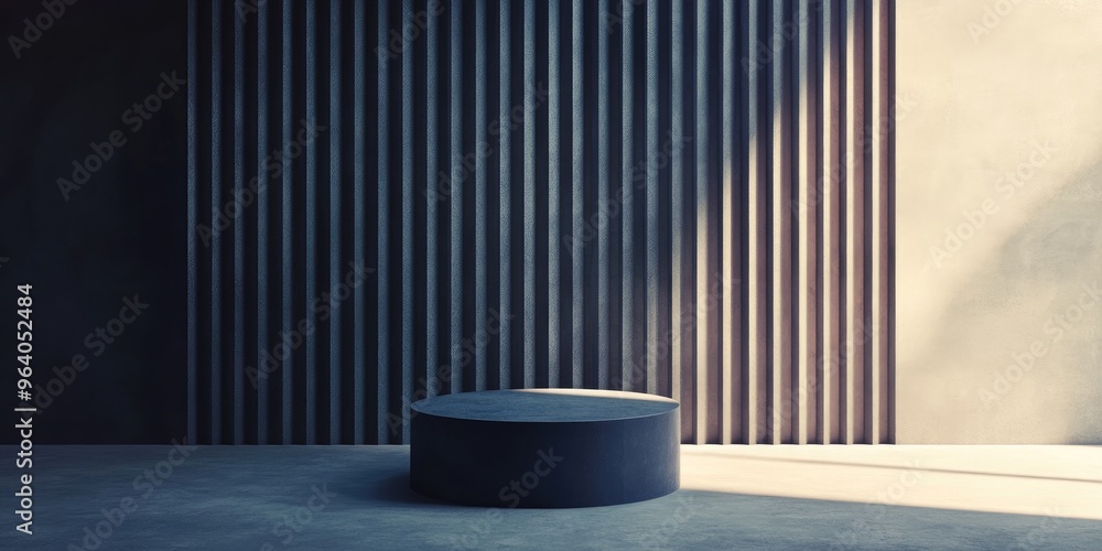 Poster Minimalist abstract backdrop featuring a pedestal created through 3D illustration and rendering