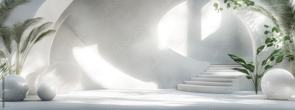 Poster Abstract interior space featuring a mock up area for product display 3D rendering