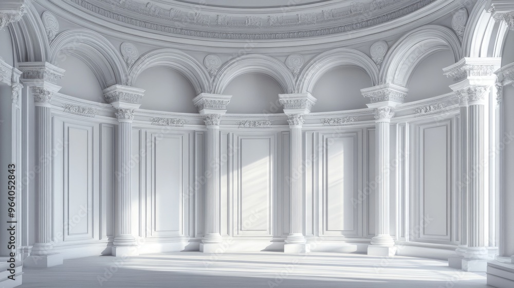 Aufkleber Classic semicircular interior design featuring columns in 3D rendering