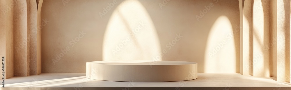 Aufkleber Abstract 3D rendering featuring a podium for product display minimalistic concept geometric backdrop product showcase