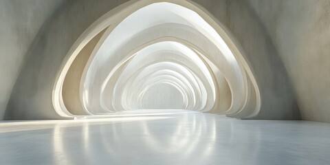 Obraz premium Abstract architectural background featuring an arched interior in 3D rendering