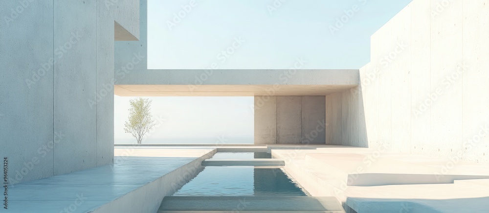 Poster Surreal Minimalist Architecture 3D Render