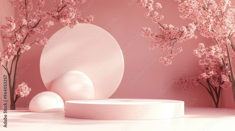 Poster abstract podium display scene for showcasing products 3d render
