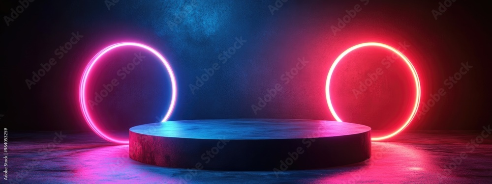 Aufkleber abstract pedestal featuring geometric shapes in a 3d render