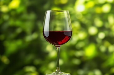 Red wine glass on a green background