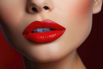 Obraz premium Sensual Red Lips on a Flawless Complexion