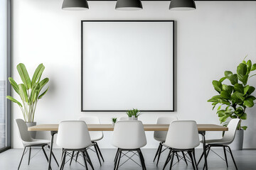 Photo Frame Mockup in a Minimalist Interior Meeting Room  