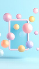 A blue background with a pink and yellow square in the middle