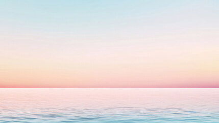 Fototapeta premium Horizon line over ocean in pastel colors.Surface of water and softness of subtle hues of sky create tranquil scene. Nature background.Generative AI