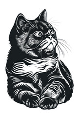 Obraz premium Detailed black and white cat illustration