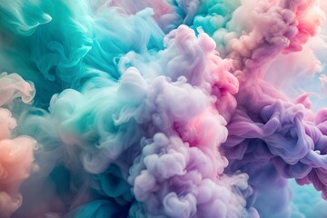 Fototapeta premium Vibrant multicolor smoke clouds in ethereal atmosphere photographed close up