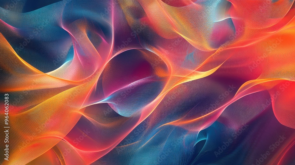 Poster vibrant fractal design featuring colorful lines an artistic representation of dynamic physical proce