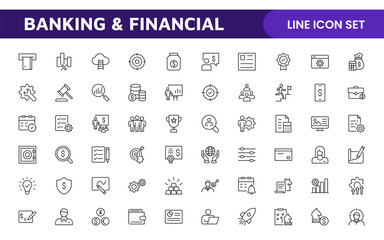 Banking and Financial Solutions Icons: A Professional Set for Financial Services, Banking Interfaces, Investment Tracking, Economic Planning, and Budgeting