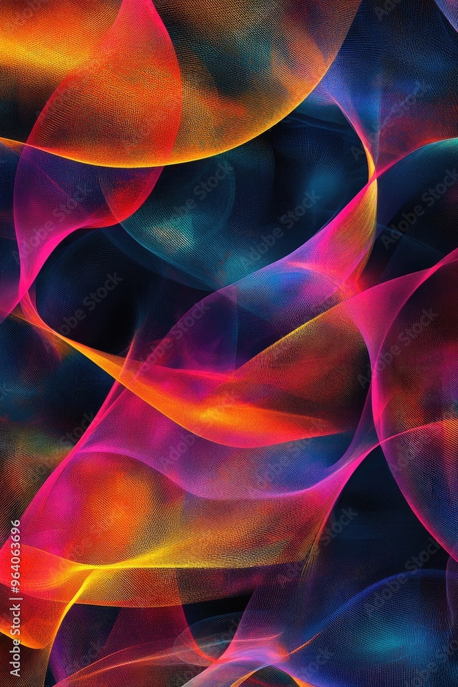 Poster abstract design featuring colorful lines fractals and shapes suitable for use in textiles wrapping p