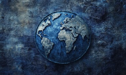 Fantasy flat earth symbol featuring a denim texture design