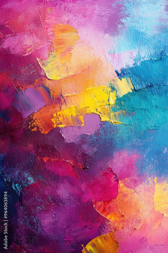 Poster Vibrant abstract oil painting with a colorful textured background Ideal for graphic design and artwork creation featuring a lively array of hues and a digital watercolor appearance
