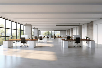 Obraz premium Spacious Modern Open Plan Office Interior