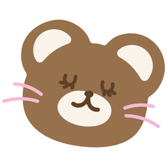 Teddy bear sleeping face for cartoon character, comic, mascot, animal, zoo, souvenir shop, emoji, cute patches, brooch, pin, shirt print, kid doll, toy, good night sticker, expression, bear shape, ads