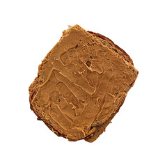 Brown Bread with Peanut Butter on it isolated on white Background