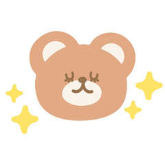 Teddy bear sleeping face for cartoon character, comic, mascot, animal, zoo, souvenir shop, emoji, cute patches, brooch, pin, shirt print, kid doll, toy, good night sticker, expression, bear shape, ads