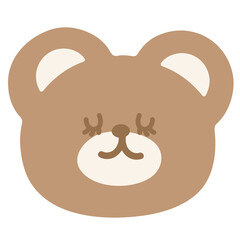 Teddy bear sleeping face for cartoon character, comic, mascot, animal, zoo, souvenir shop, emoji, cute patches, brooch, pin, shirt print, kid doll, toy, good night sticker, expression, bear shape, ads