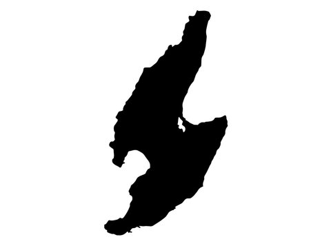 少しゆるい佐渡島地図のシルエット 新潟県
