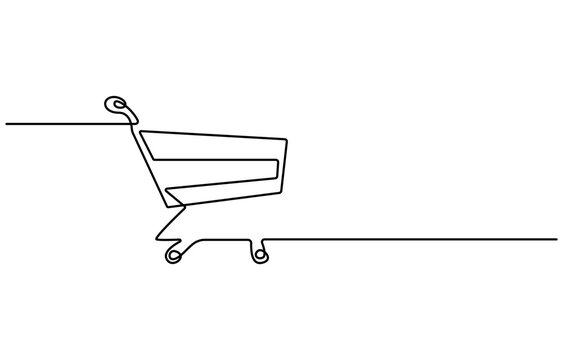 recommend clip art: Shopping cart continuous one art line drawing. Online shopping in store. Trolley shopping cart business concept, Single continuous line drawing of a shopping cart