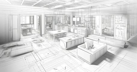 Architectural Concept of Modern Kitchen Interior