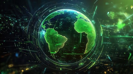 Futuristic Earth Data Visualization Displayed with Holographic Layers in Tech Style