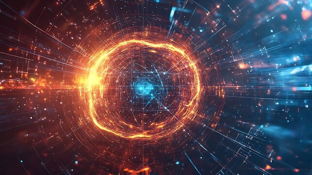 A futuristic physics experiment involving simulations of string theory with digital visualization