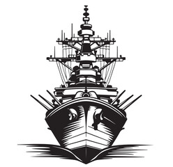 Warship Front View Vector Image isolated on white background