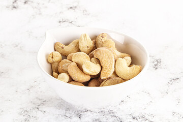 Cashew nuts heap in the bowl