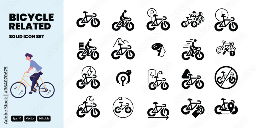 Aufkleber bicycle related solid icon vector design good for web and mobile app