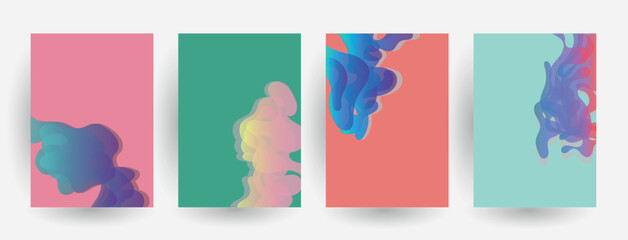 Modern abstract covers set, Modern colorful wave liquid flow poster. Cool gradient shapes composition, vector covers design.	