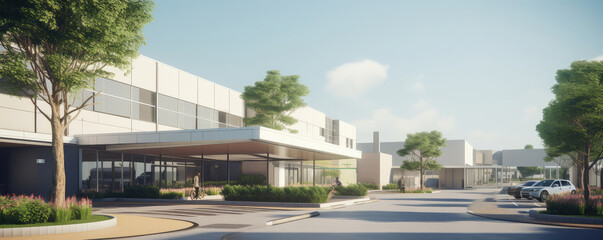 Modern Commercial Building Exterior on a Sunny Day