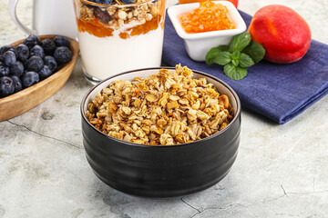 Granola museli cereal for breakfast
