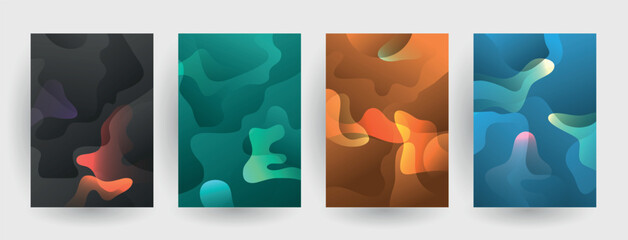 Modern abstract covers set, Modern colorful wave liquid flow poster. Cool gradient shapes composition, vector covers design.	