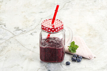 Fresh sweet natural blueberry smoothie