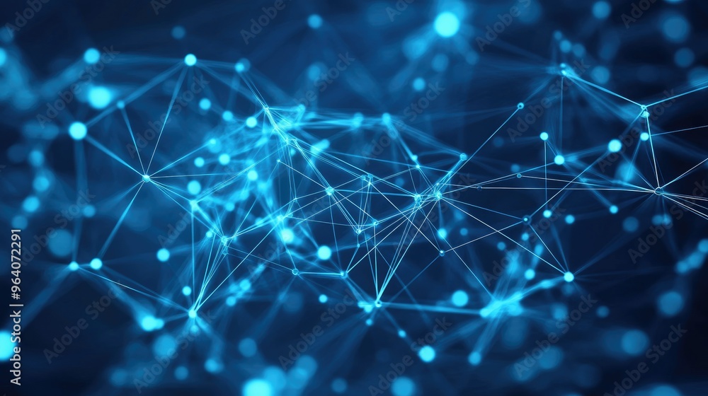 Wall mural abstract blue technology background with connection lines and dots