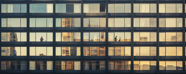 Obraz premium Corporate Office Building with Employees at Work
