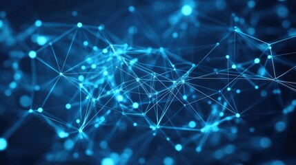 Obraz premium Abstract blue technology background with connection lines and dots